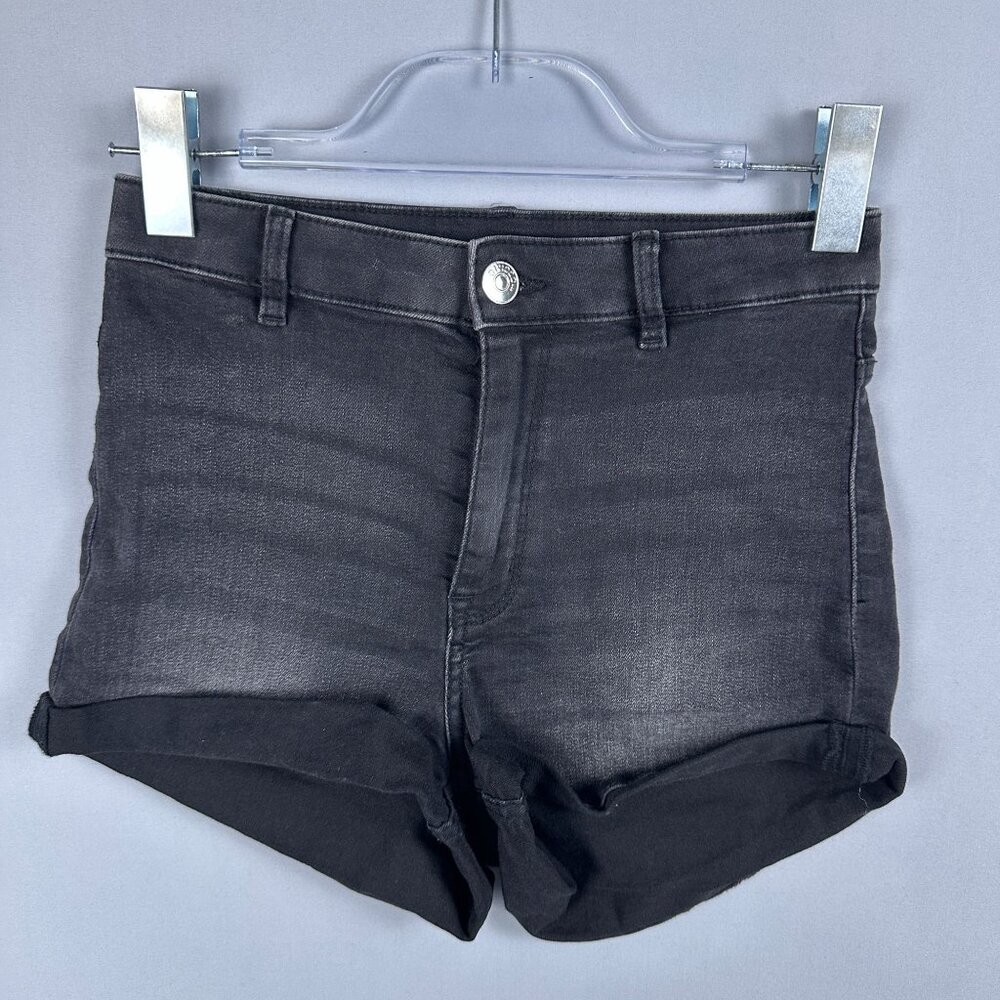 H&M Divided Jeans Shorts Womens Size 4 High-Waisted Cuffed Hem Styles Black